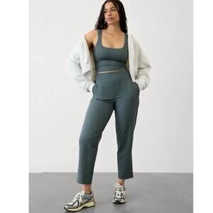 Athleta Endless High Waist Travel Tapered Ankle Pants Eden Dark Teal 14 Petite